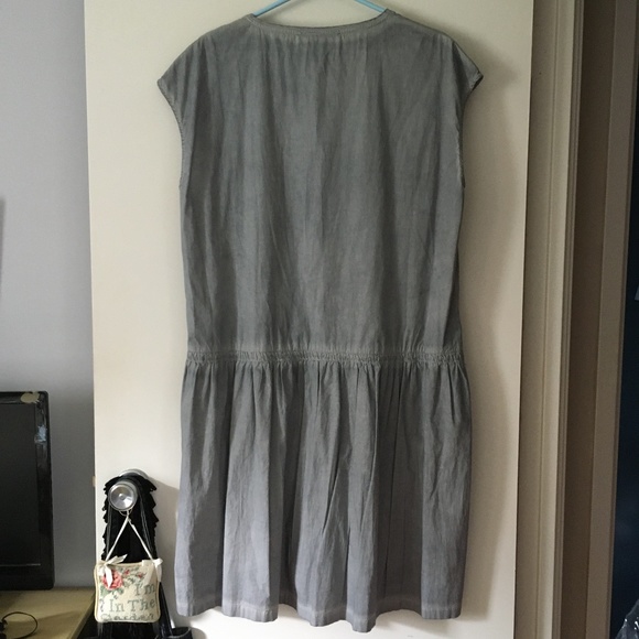 ELEMENTE CLEMENTE OSKA Stretch Cotton Artisanal Dyed Blue-Grey Dress L - Picture 2 of 5